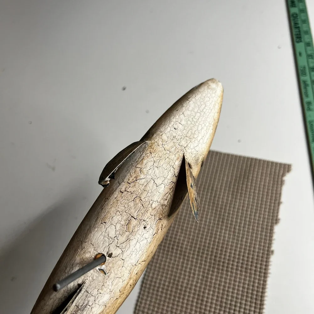 Vintage Hand Carved Wooden Brown Trout Fish Decoy Folk Art Rustic Cabin Decor